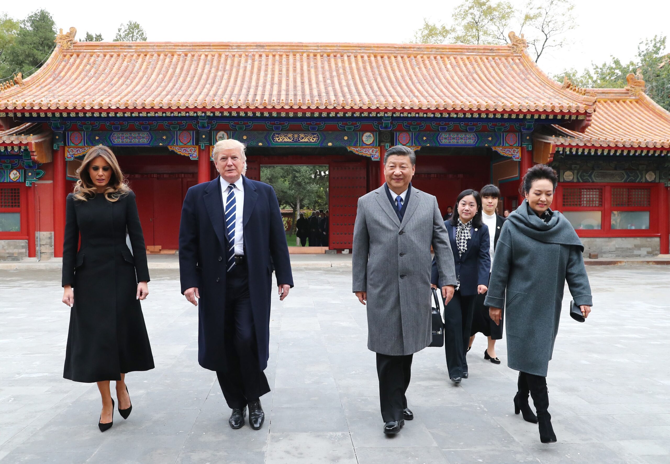 Donald Trump en zijn vrouw Melania tijdens een bezoek aan China in 2017.  Foto: Xie Huanchi Xinhua / eyevine