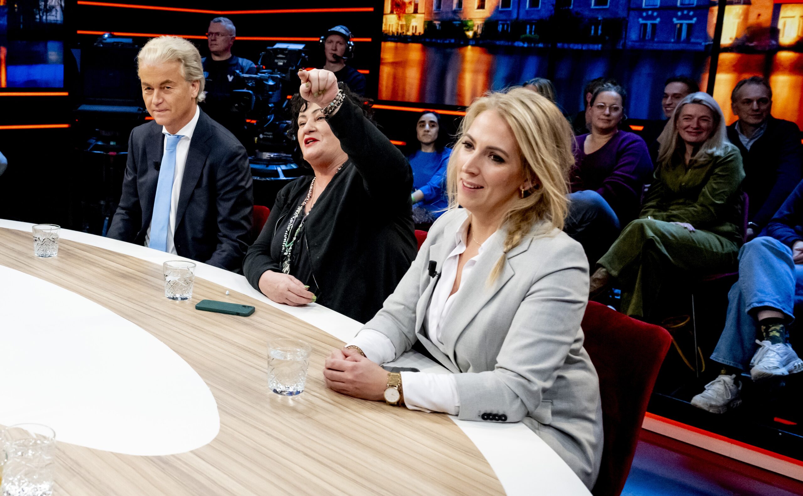Vlnr: Geert Wilders, Caroline van der Plas en Lilian Marijnissen.