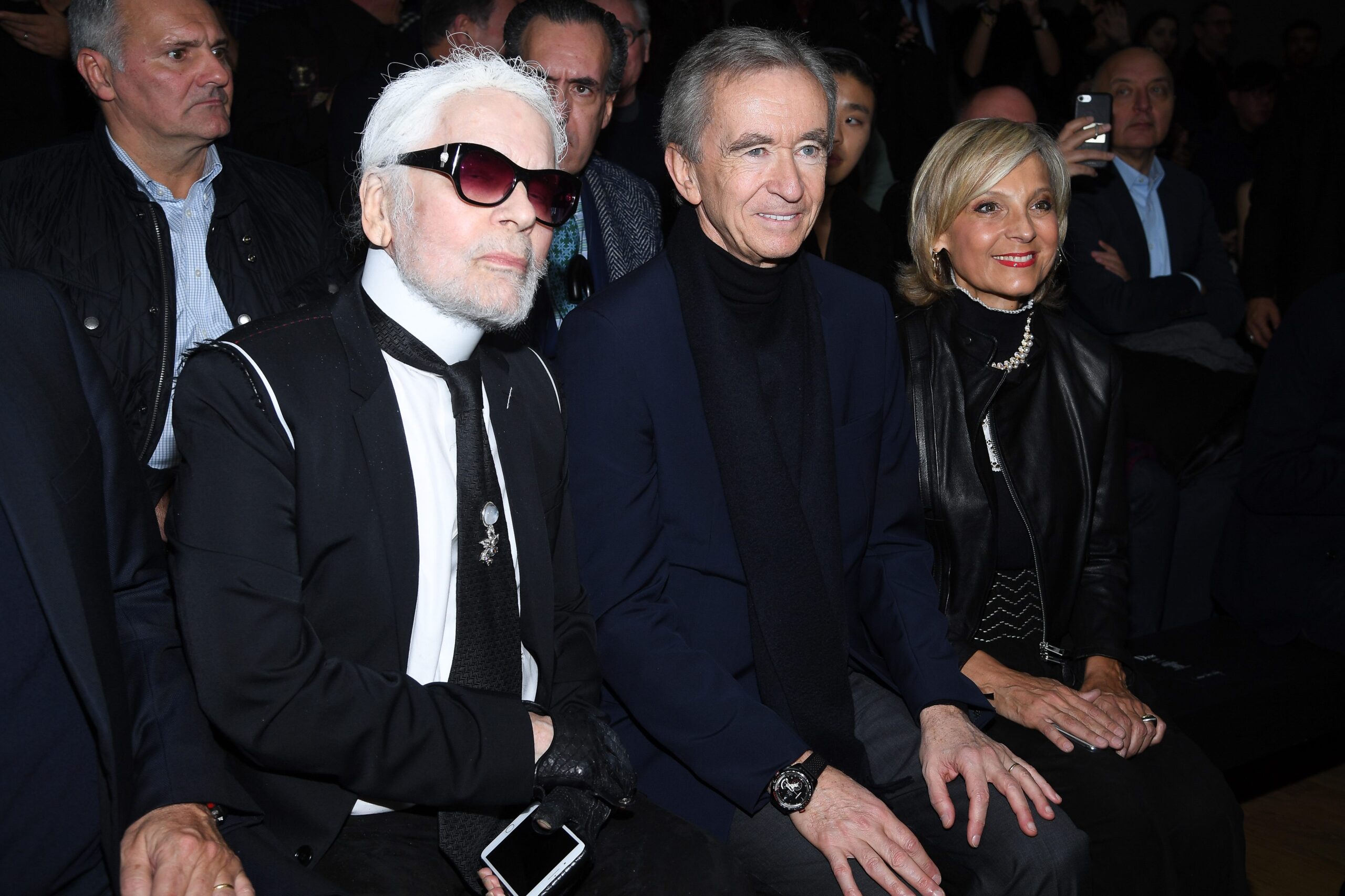 Bernard Arnault  and his wife sat next to Karl Lagerfeld