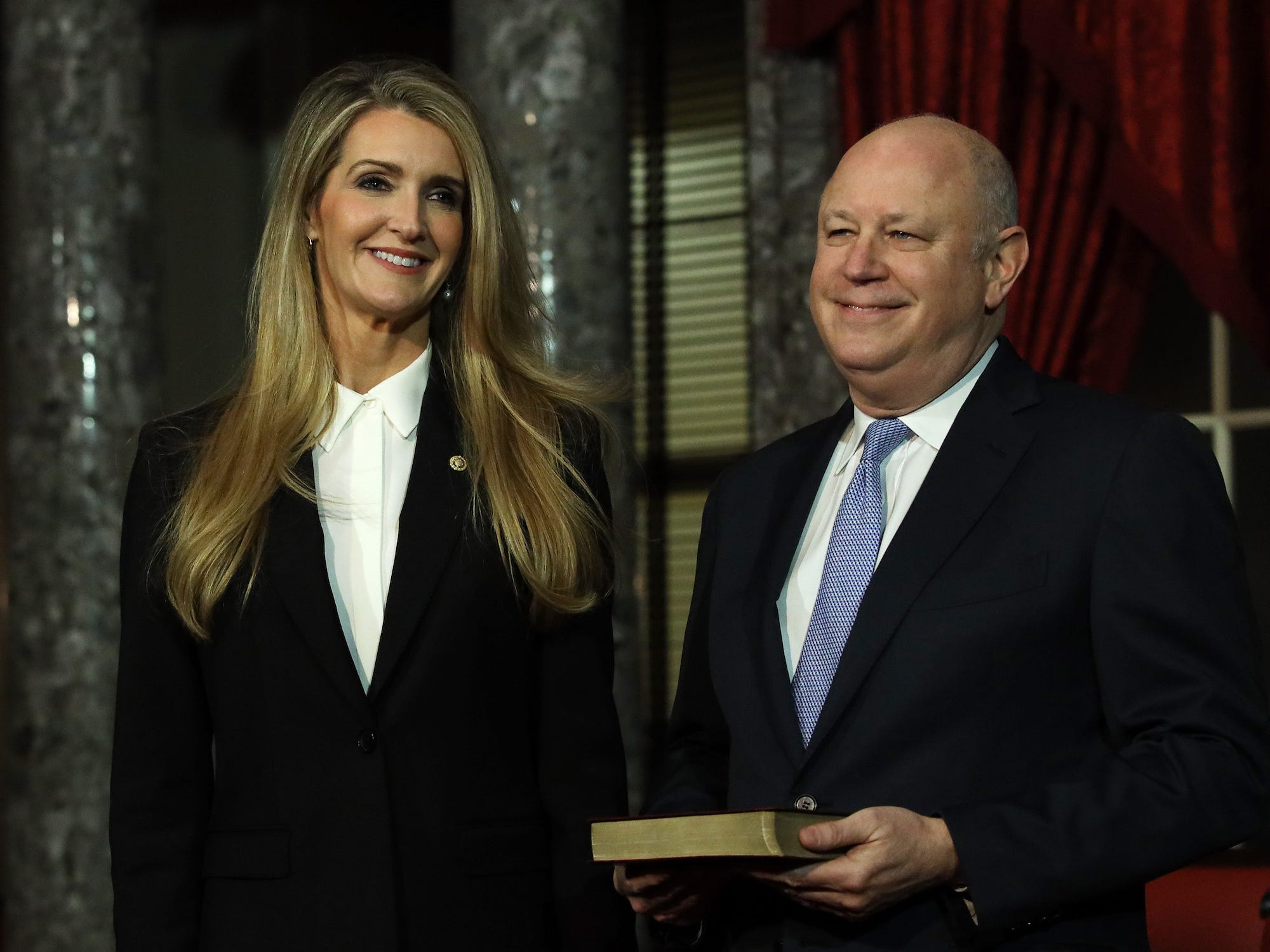 Then-Sen. Kelly Loeffler and her husband Jeff Sprecher at her ceremonial swearing-in at the Capitol in 2020.