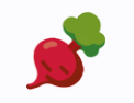 emoji of a red root vegetable