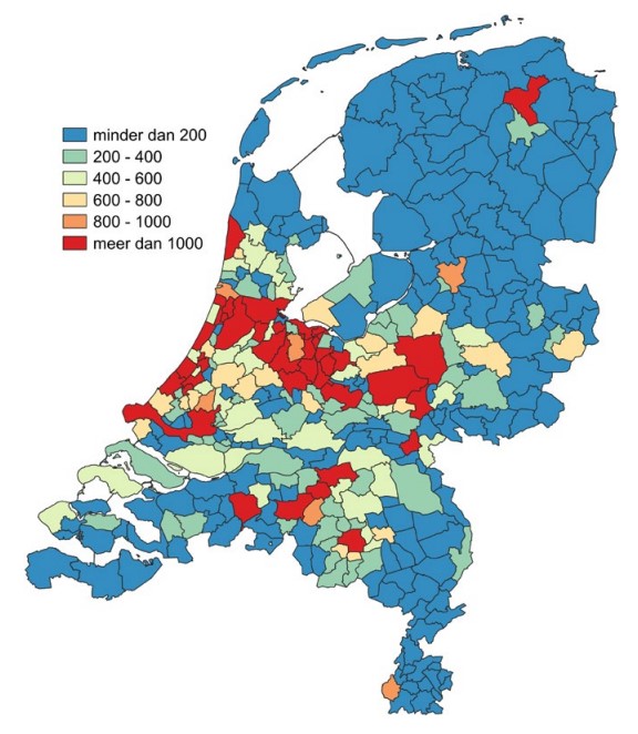 De meeste miljoenenwoningen vind je tussen Utrecht en het Gooi