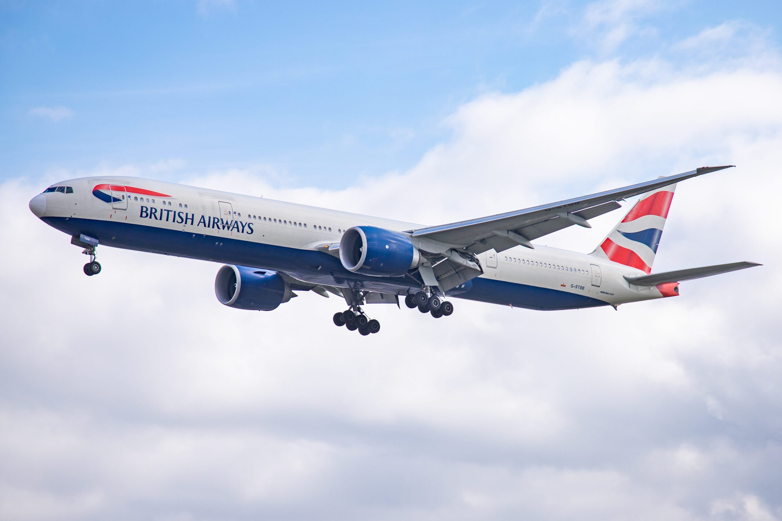 British Airways Boeing 777-300 Extended Range Edition aircraft specifically 777-36N (ER) as seen on final approach landing at London Heathrow International Airport