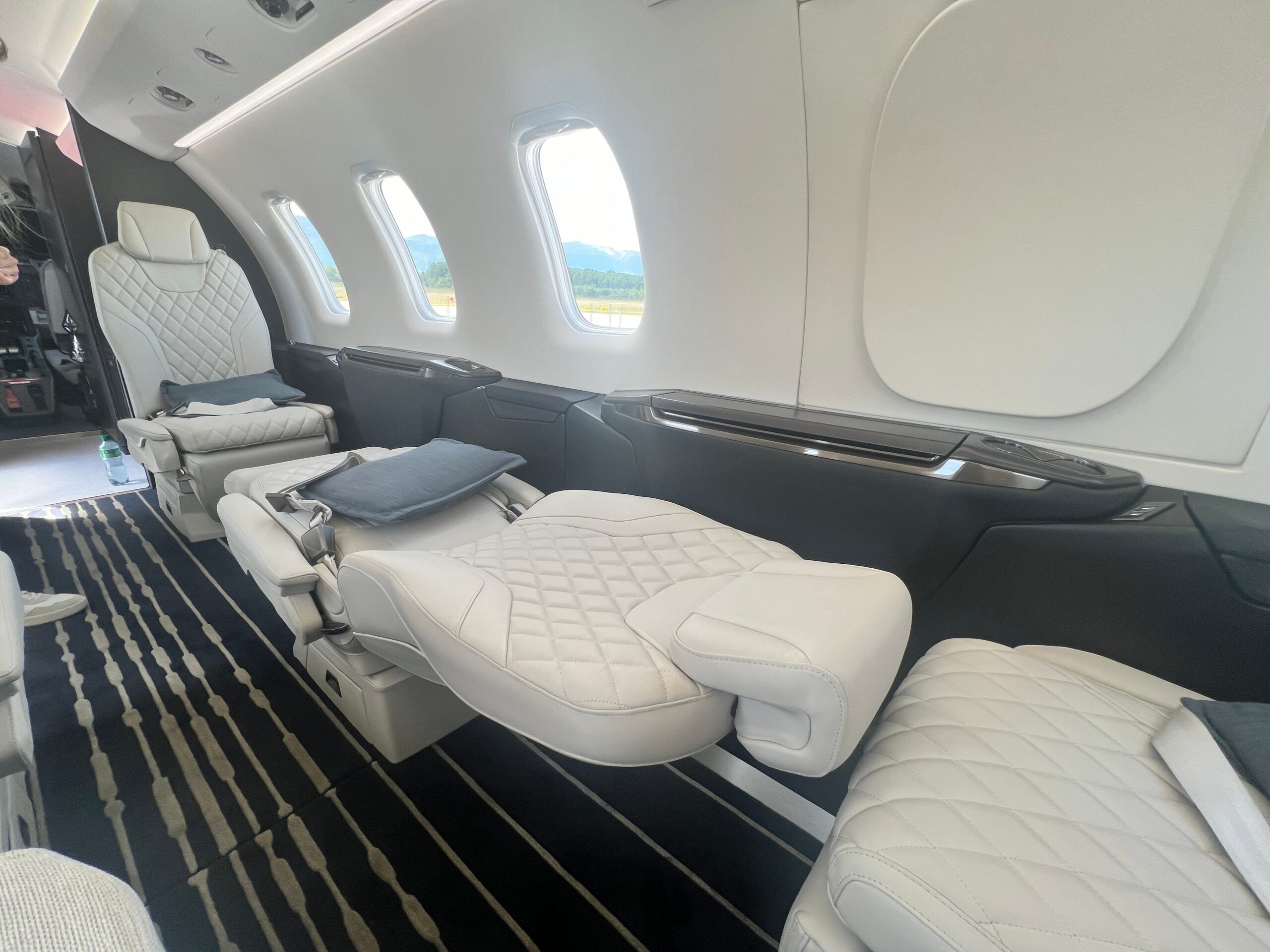 A seat in the lie-flat position on board a Pilatus PC-24