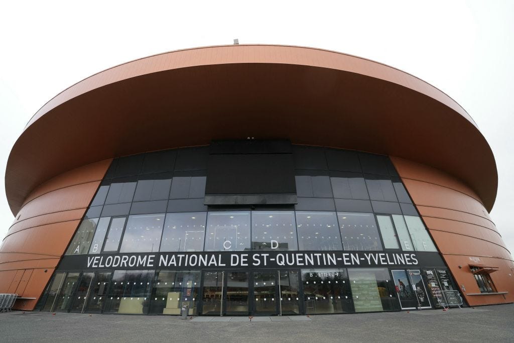 The French National Velodrome, an orange circular arena.