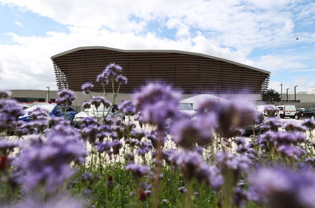 The Olympic Aquatic Center in Saint-Denis, France.