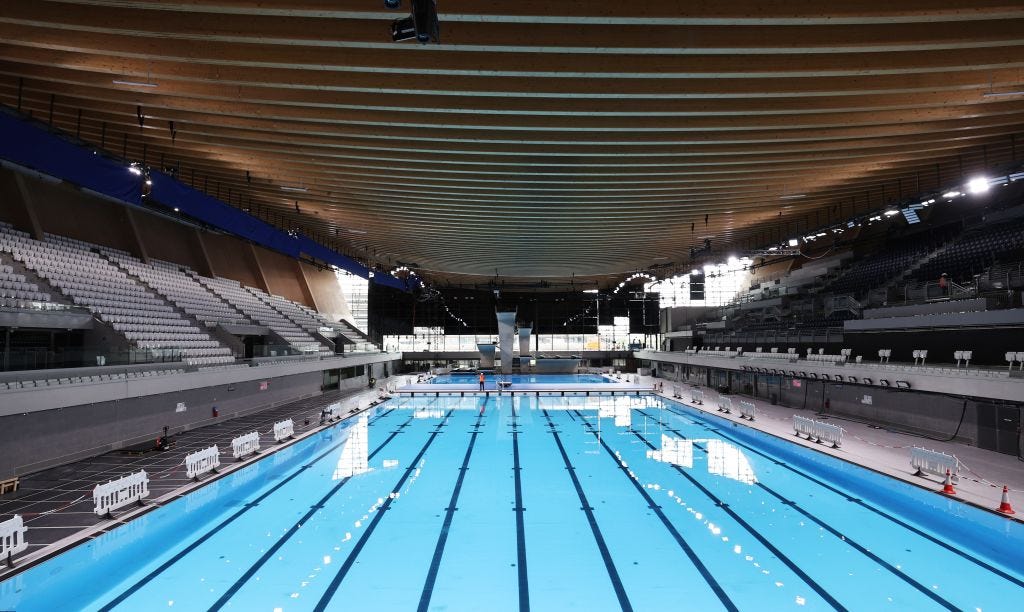 The Olympic swimming pool in the Olympic Aquatic Center in France.