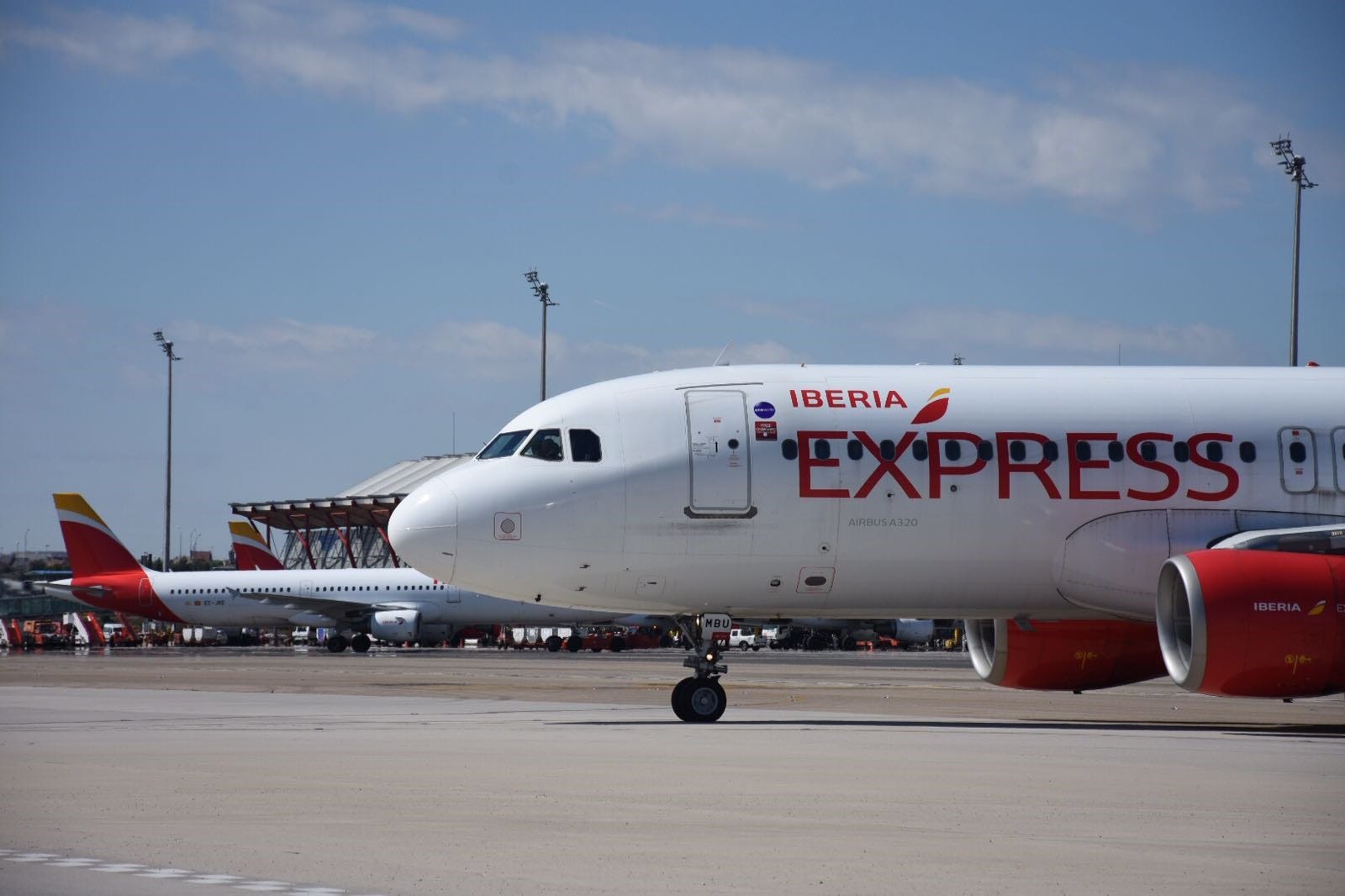 An Iberia Express Airbus A320 at El Prat Airport.