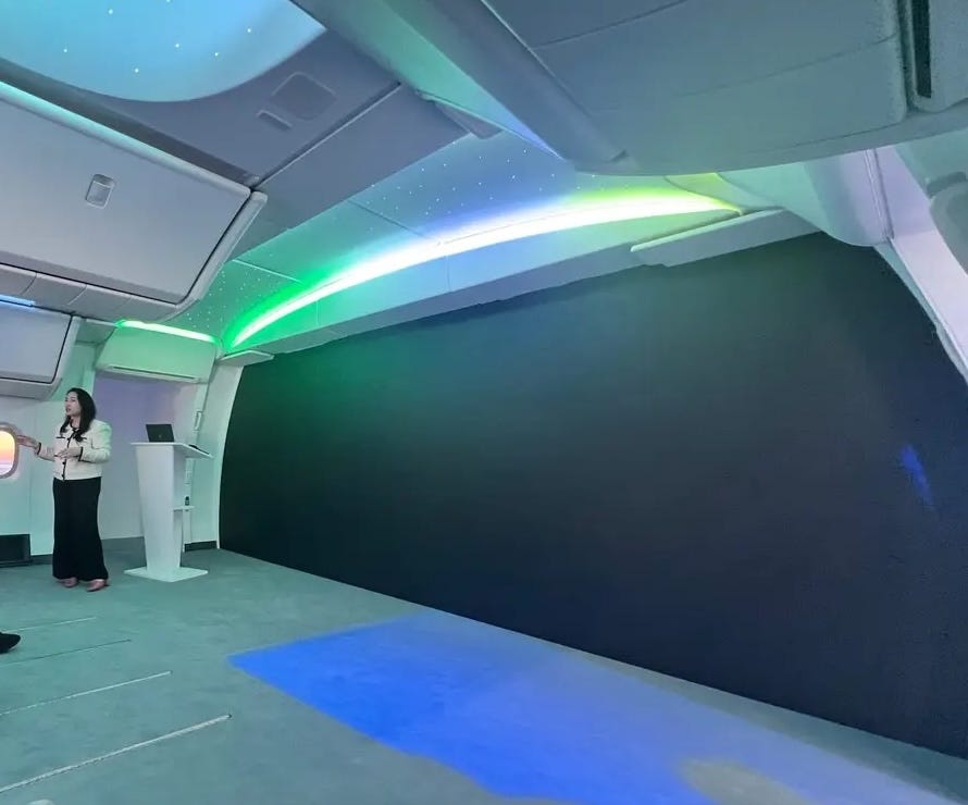 Interieur van Boeing 777X beeldscherm met lichtdisplays