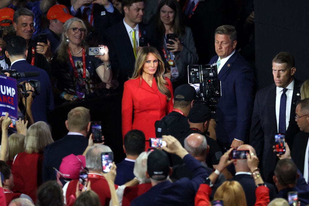 Melania Trump enters the Republican National Convention.