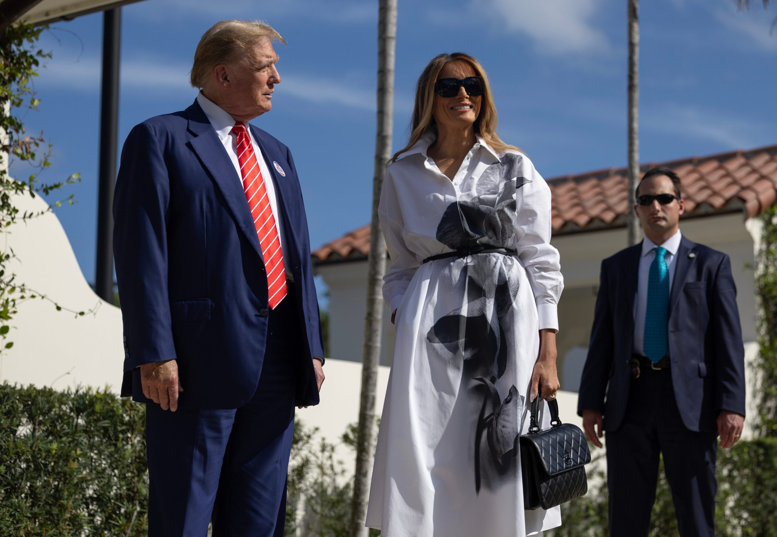 Donald Trump and Melania Trump at polling site in Palm Beach in March 2024.