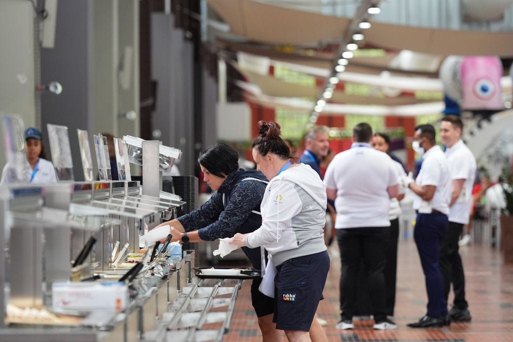 Het cafetaria in het Olympisch dorp.