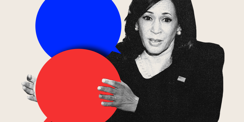 De Democratische presidentskandidaat Kamala Harris.