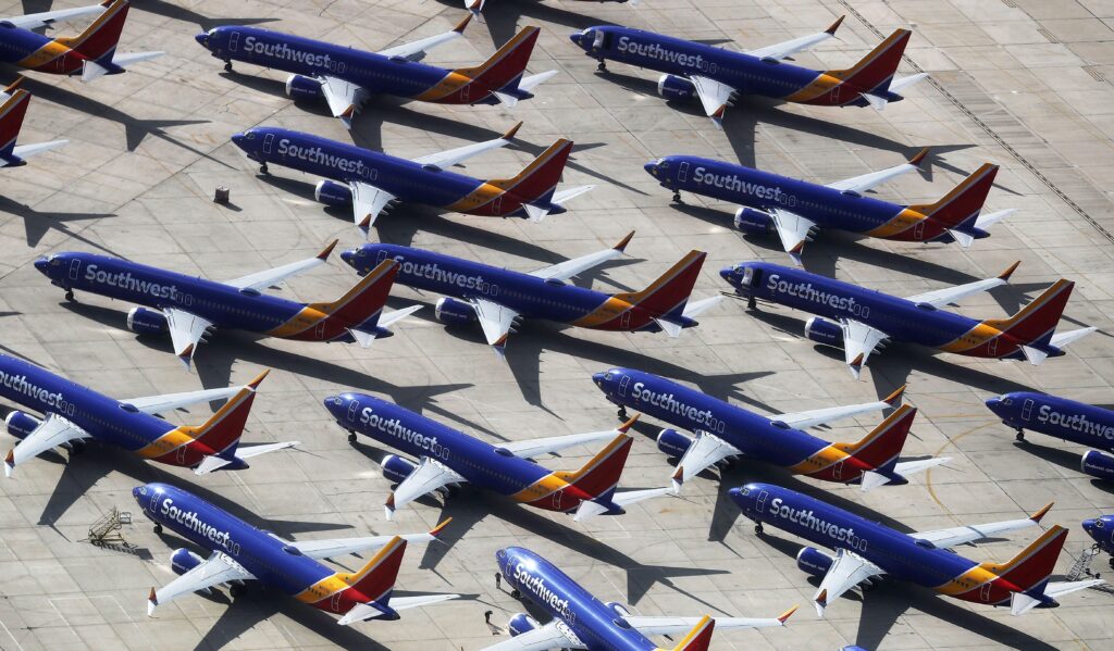 De aan de grond gehouden Boeing 737 Max jets van Southwest Airlines in 2019. Foto: Mario Tama/Getty Images