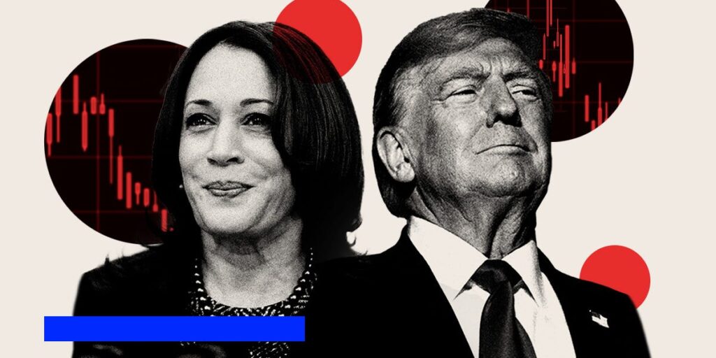 Kamala Harris (links) en Donald Trump.