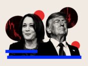 Kamala Harris (links) en Donald Trump.