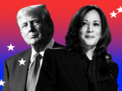 De Democratische presidentskandidaat Kamala Harris (rechts) begint met veel momentum aan het debat met Donald Trump.