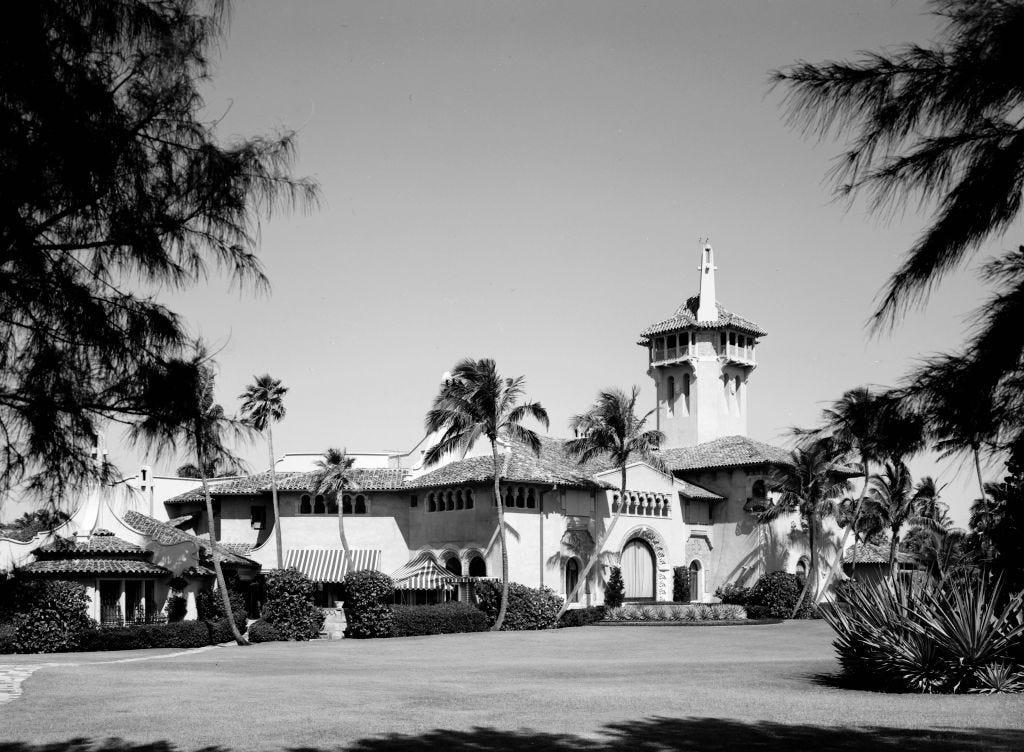 A black and white photo of Mar-a-Lago pictured in 1967.