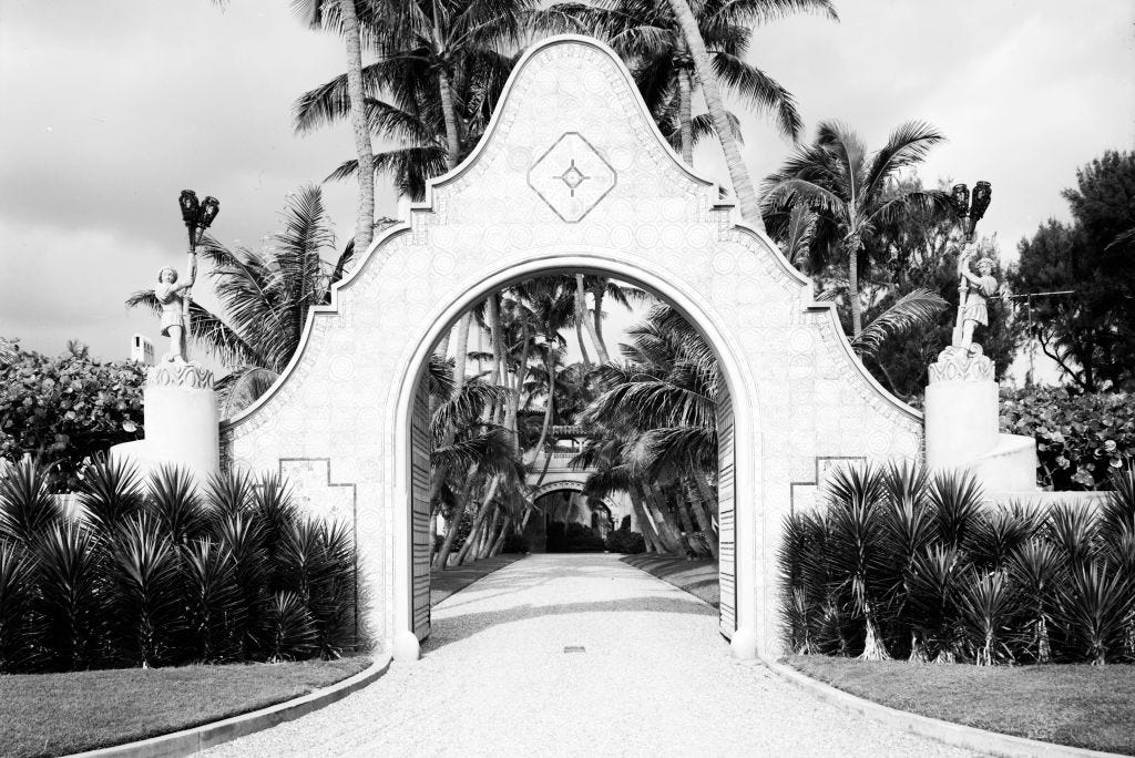 The entrance gate to Mar-a-Lago photographed in 1967.