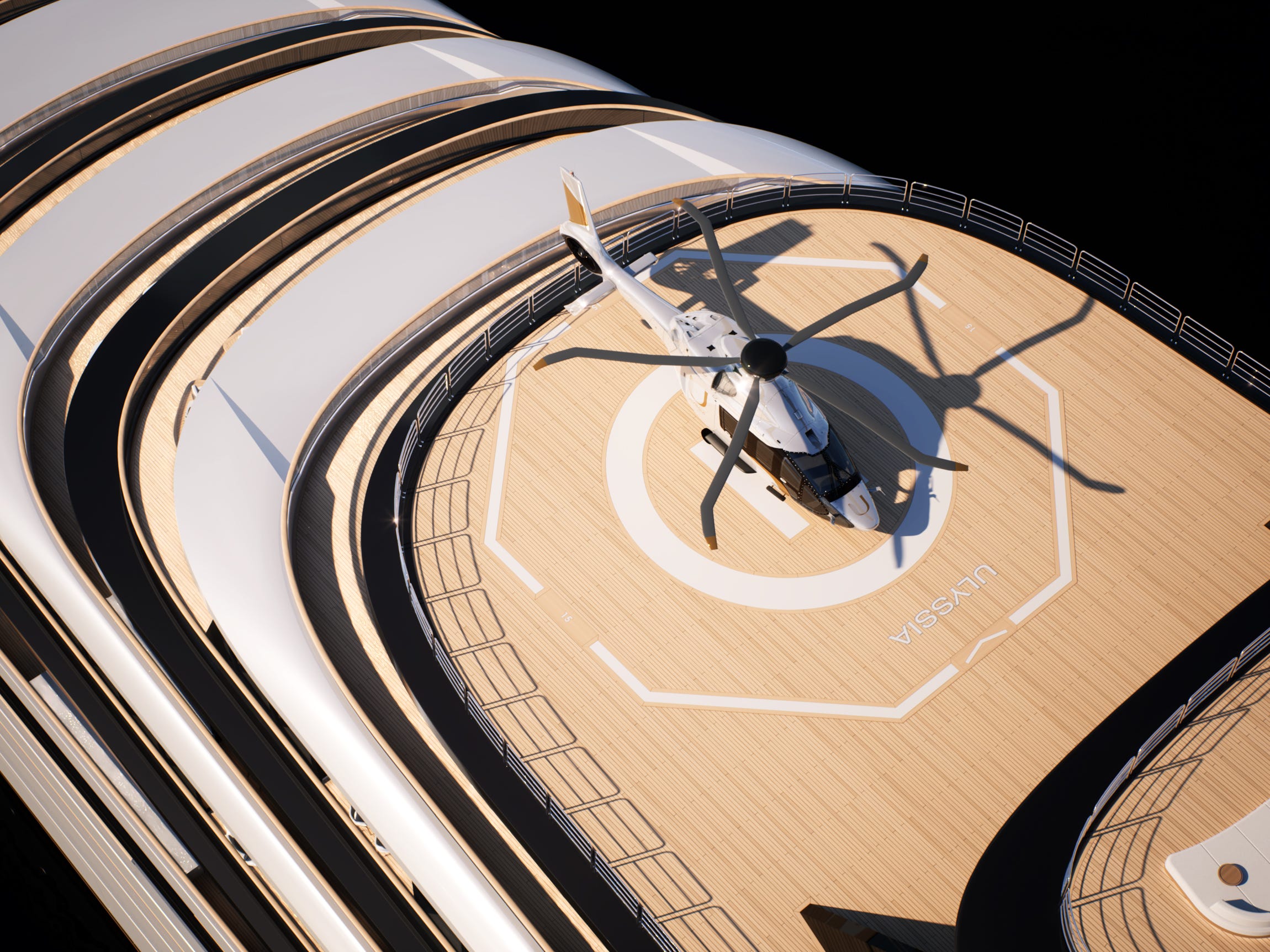 rendering of helicopter pad on Ulyssia