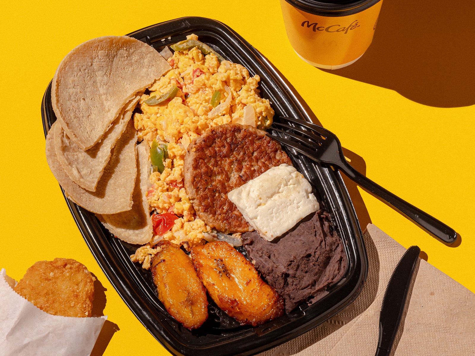 A traditional breakfast platter from McDonald's Guatemala.