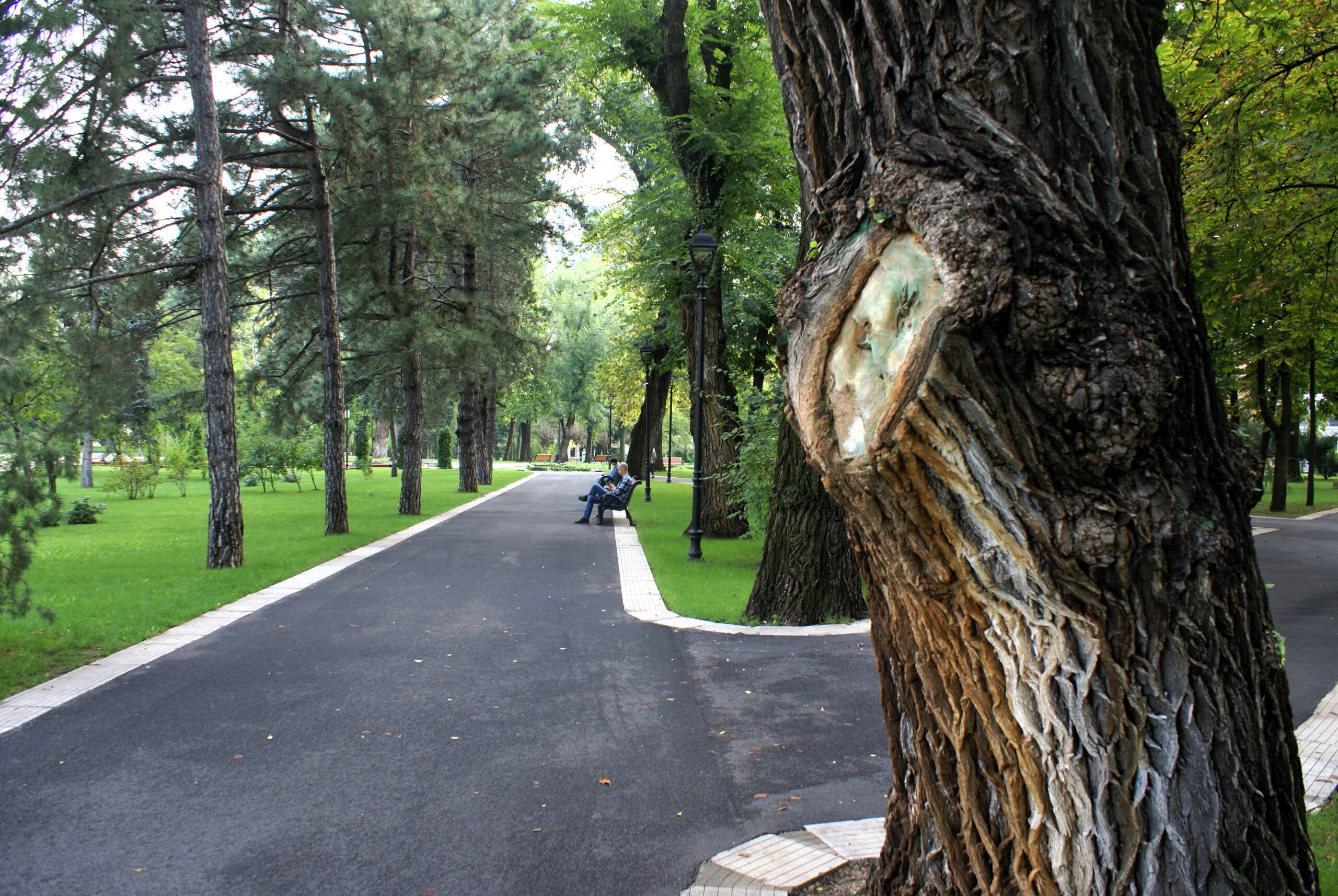 In het centrale park Parcul Catedralei in Chișinău genieten inwoners van de rust.