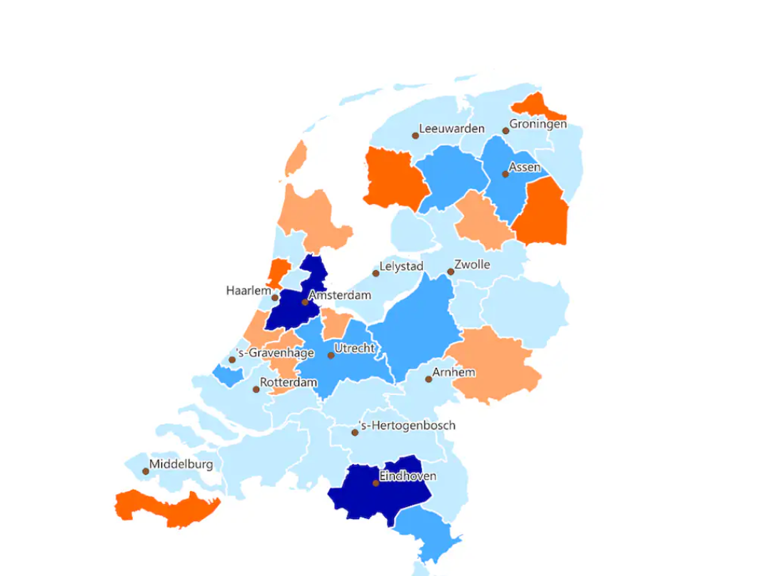 Zo sterk verschilt de economische groei per regio in Nederland: Groot-Amsterdam in de lift, industrieregio’s krimpen