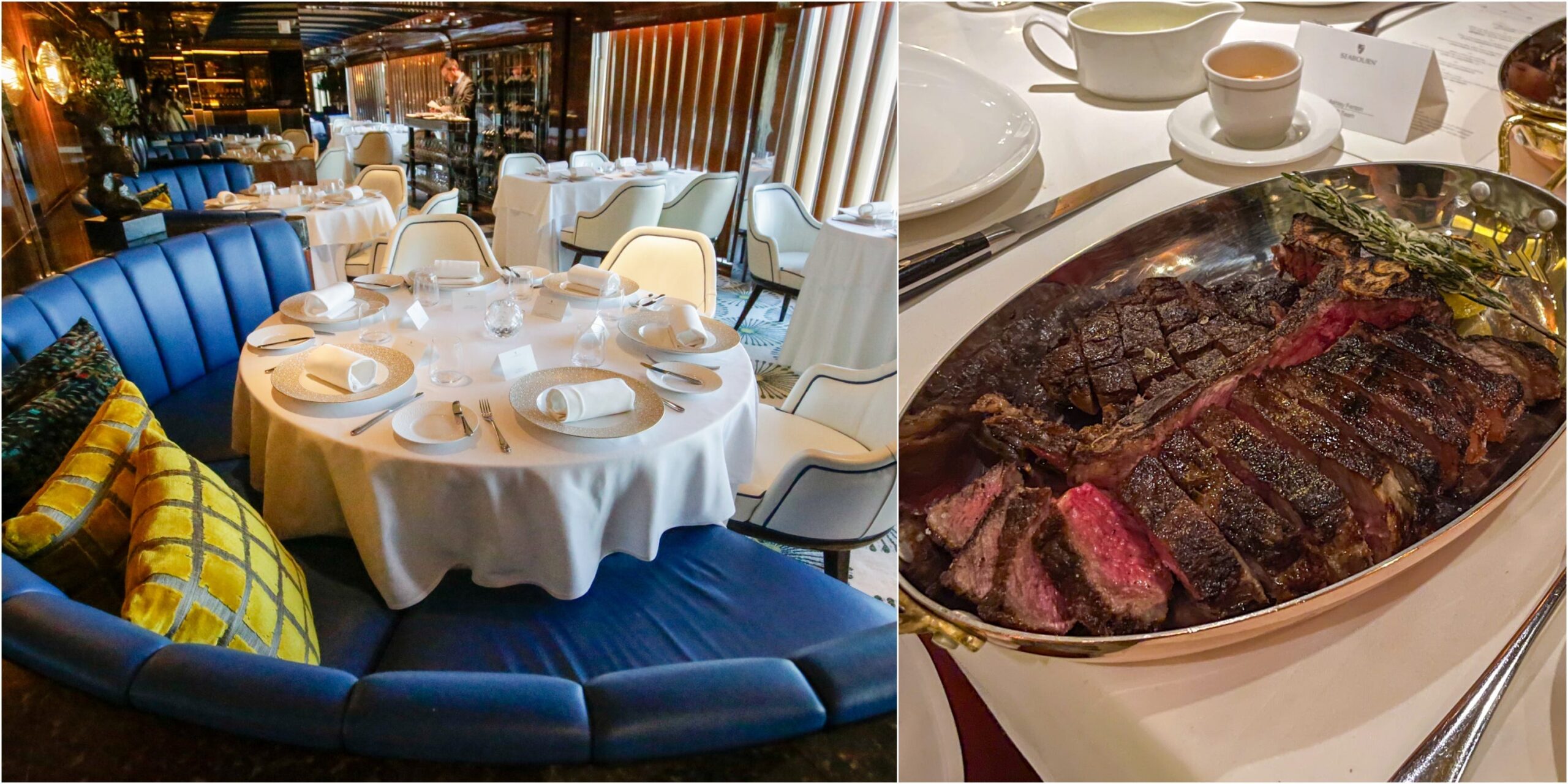 composite of Solis and steak on Seabourn Quest