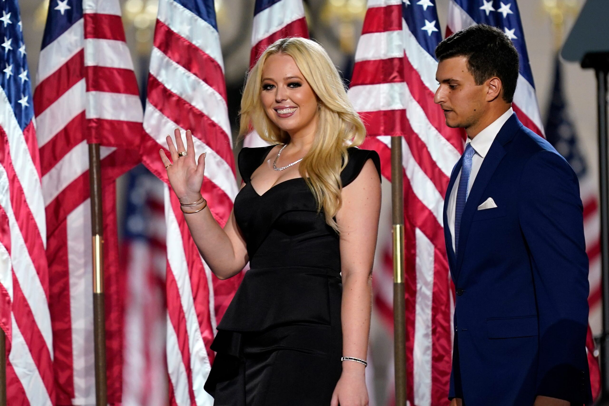 Tiffany Trump en Michael Boulos tijdens de Republikeinse Conventie in 2020. 