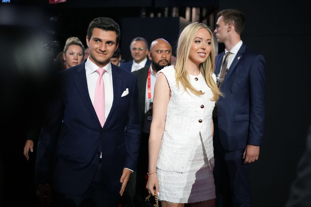 Tiffany Trump en Michael Boulos tijdens de Republikeinse Conventie.