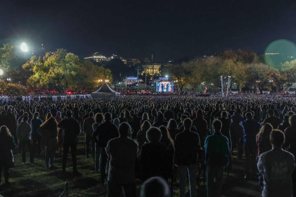 Kamala Harris speaks at a rally on the Ellipse.