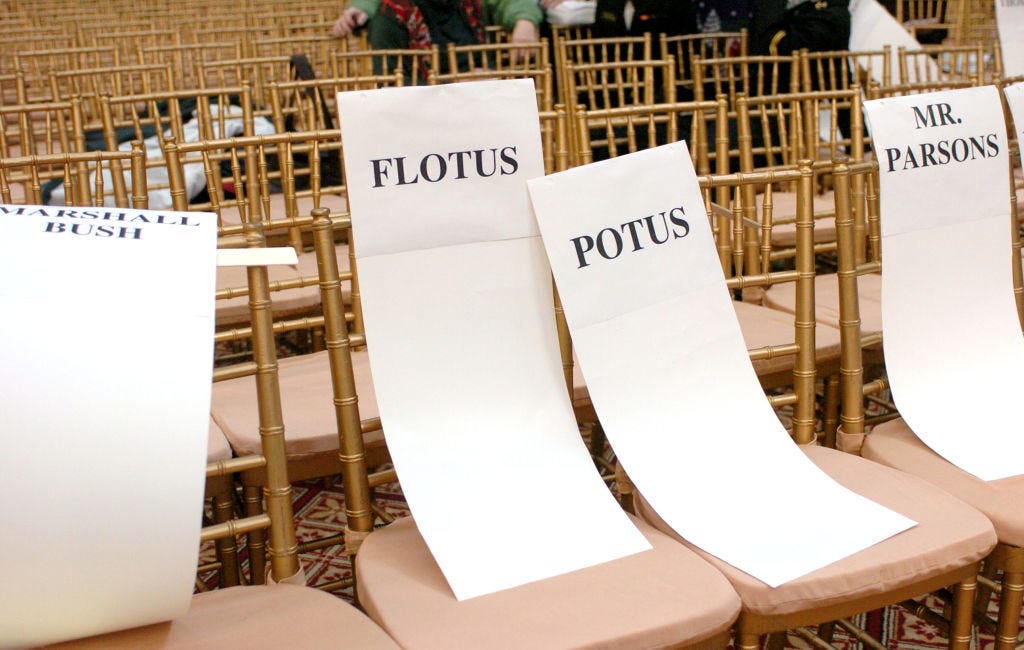 Seats reserved for POTUS and FLOTUS.