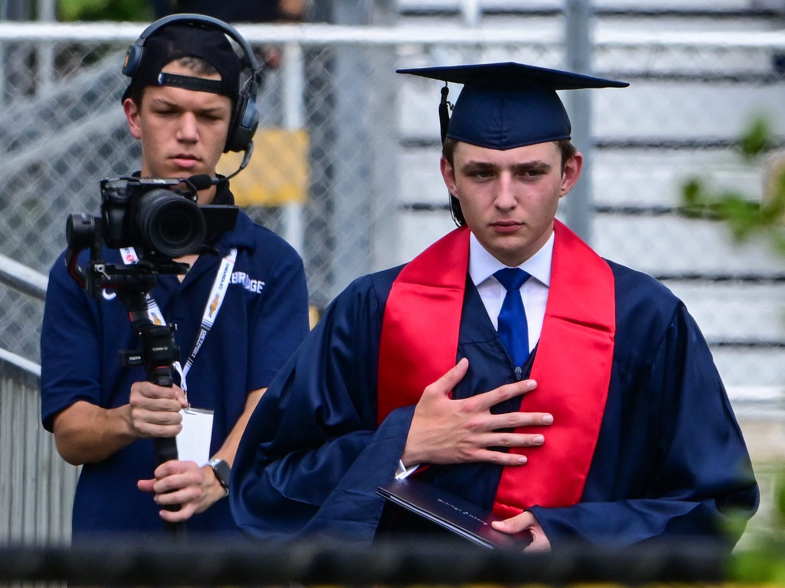 Barron Trump bij zijn diploma-uitreiking op de middelbare school.