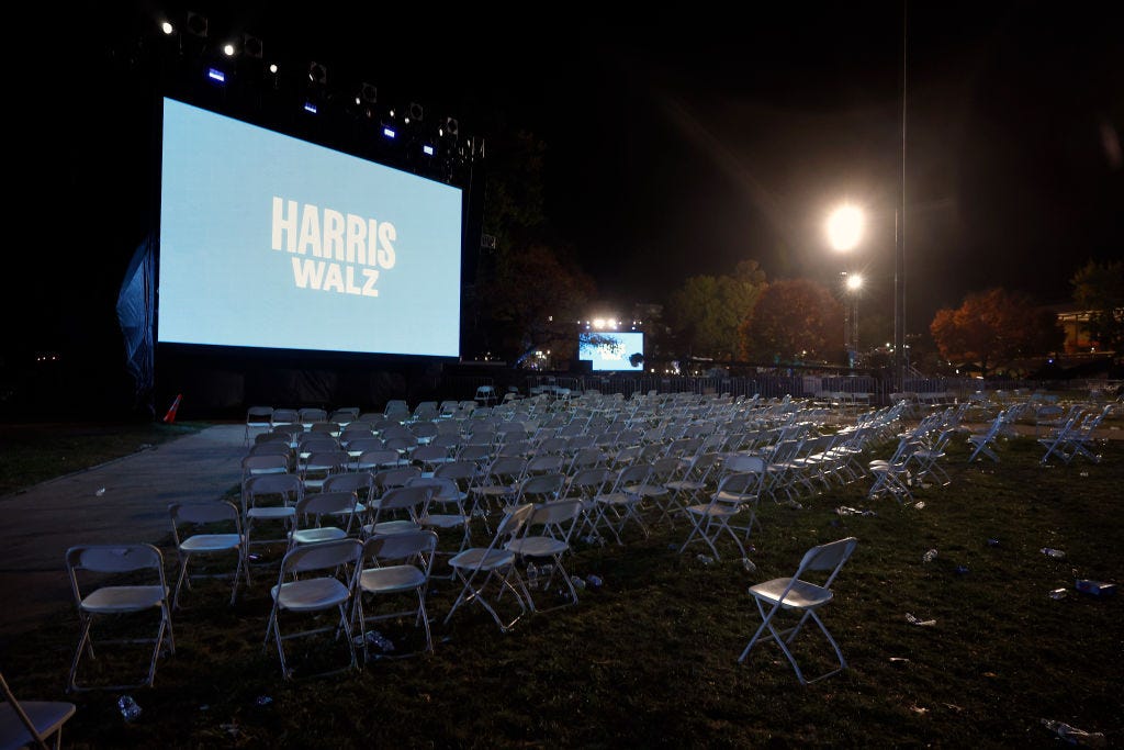 The remains of the Harris campaign's election night watch party at Howard University.