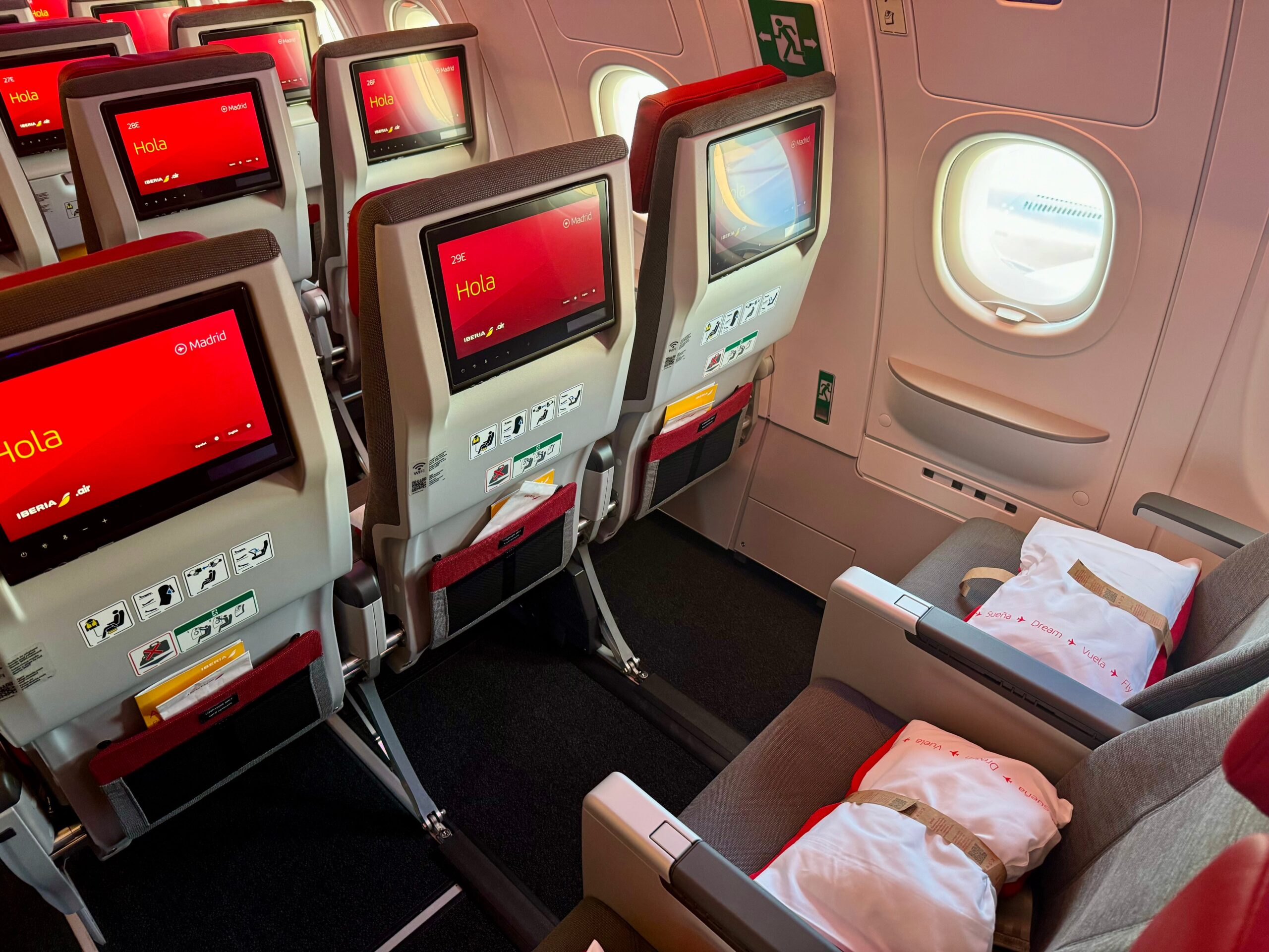 The exit row on Iberia A321XLR with extra legroom.