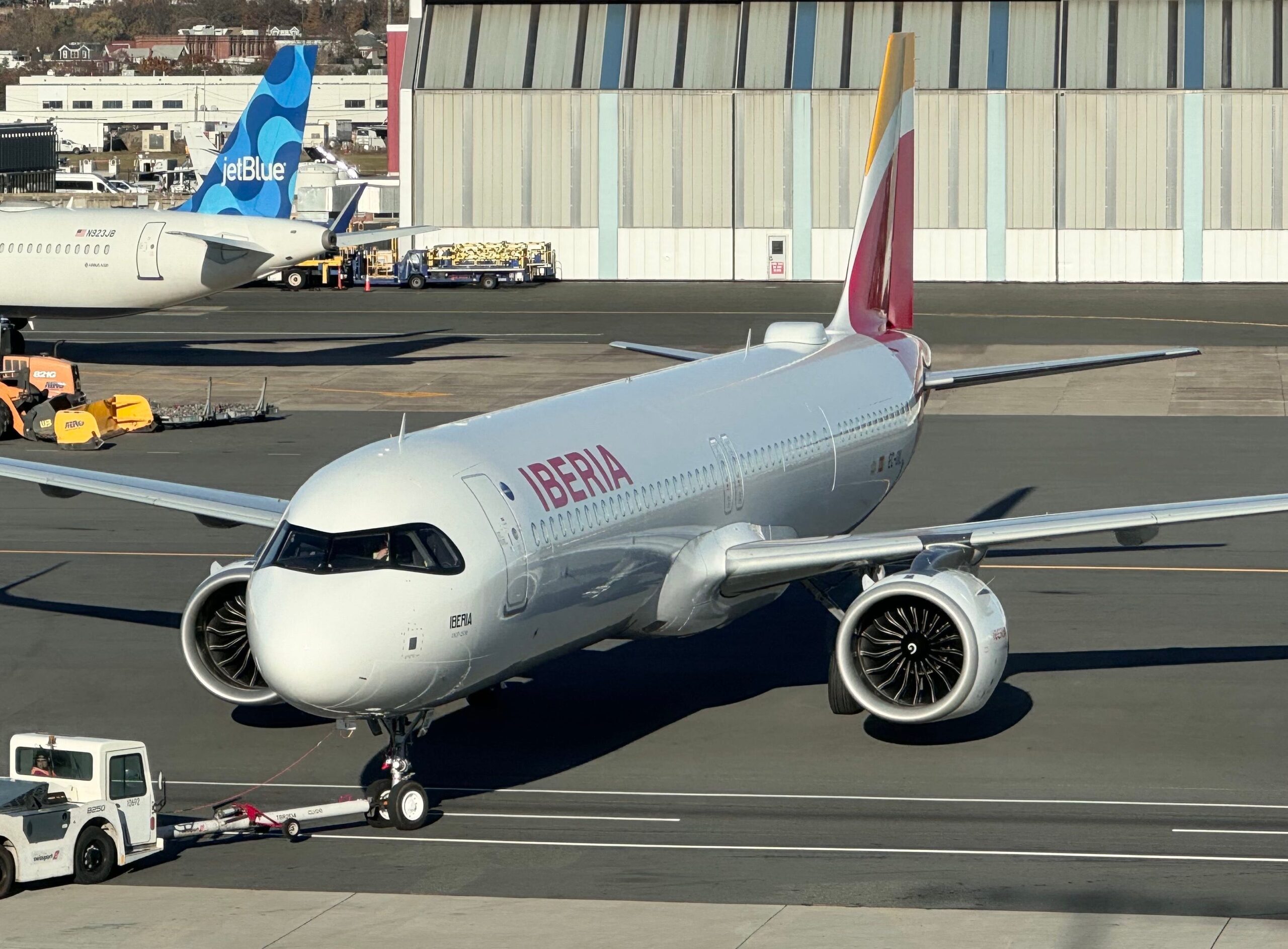 Iberia A321XLR on the ramp in Boston.