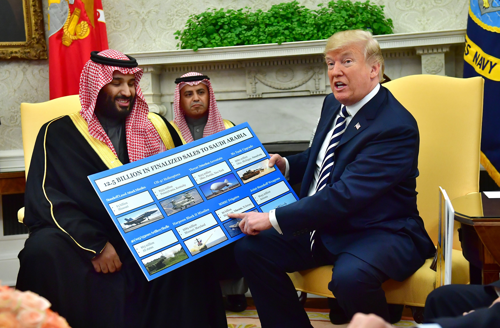 Mohammed bin Salman en Donald Trump. EPA/KEVIN DIETSCH / POOL