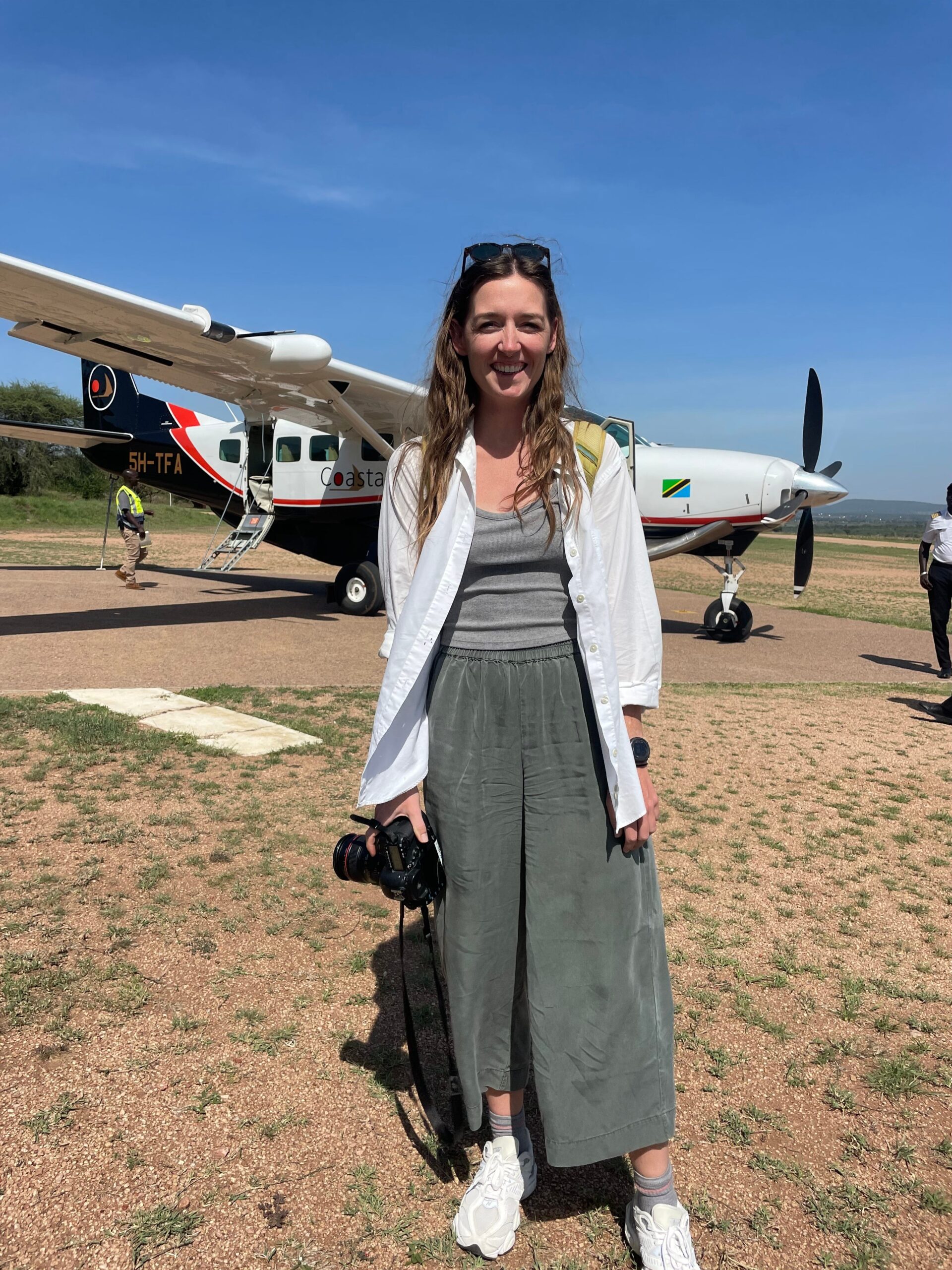 The author in comfy clothing before a flight.