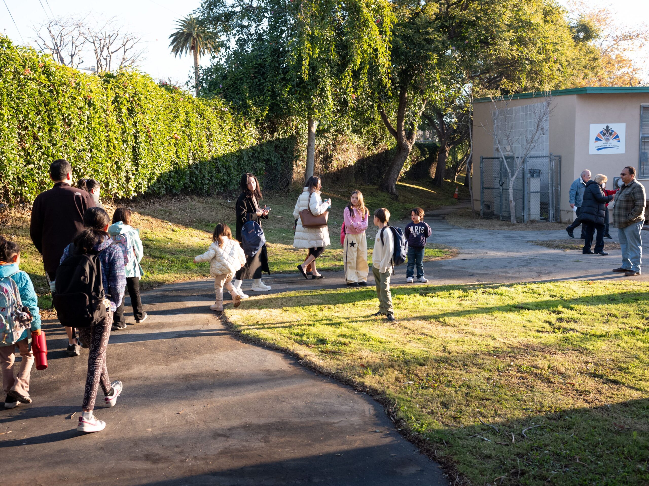 Children and their parents arrived at Brentwood Science Magnet Elementary on January 15, 2025.