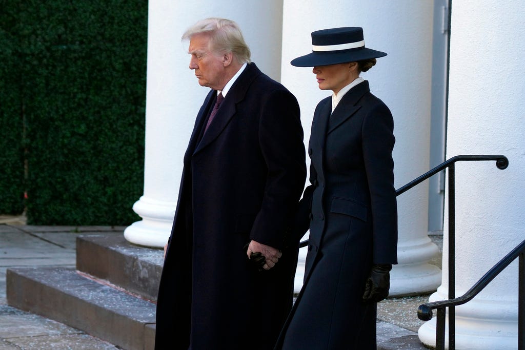 Donald Trump en Melania Trump tijdens de inauguratie.