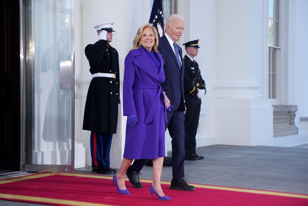 Jill Biden en Joe Biden tijdens de inauguratie.