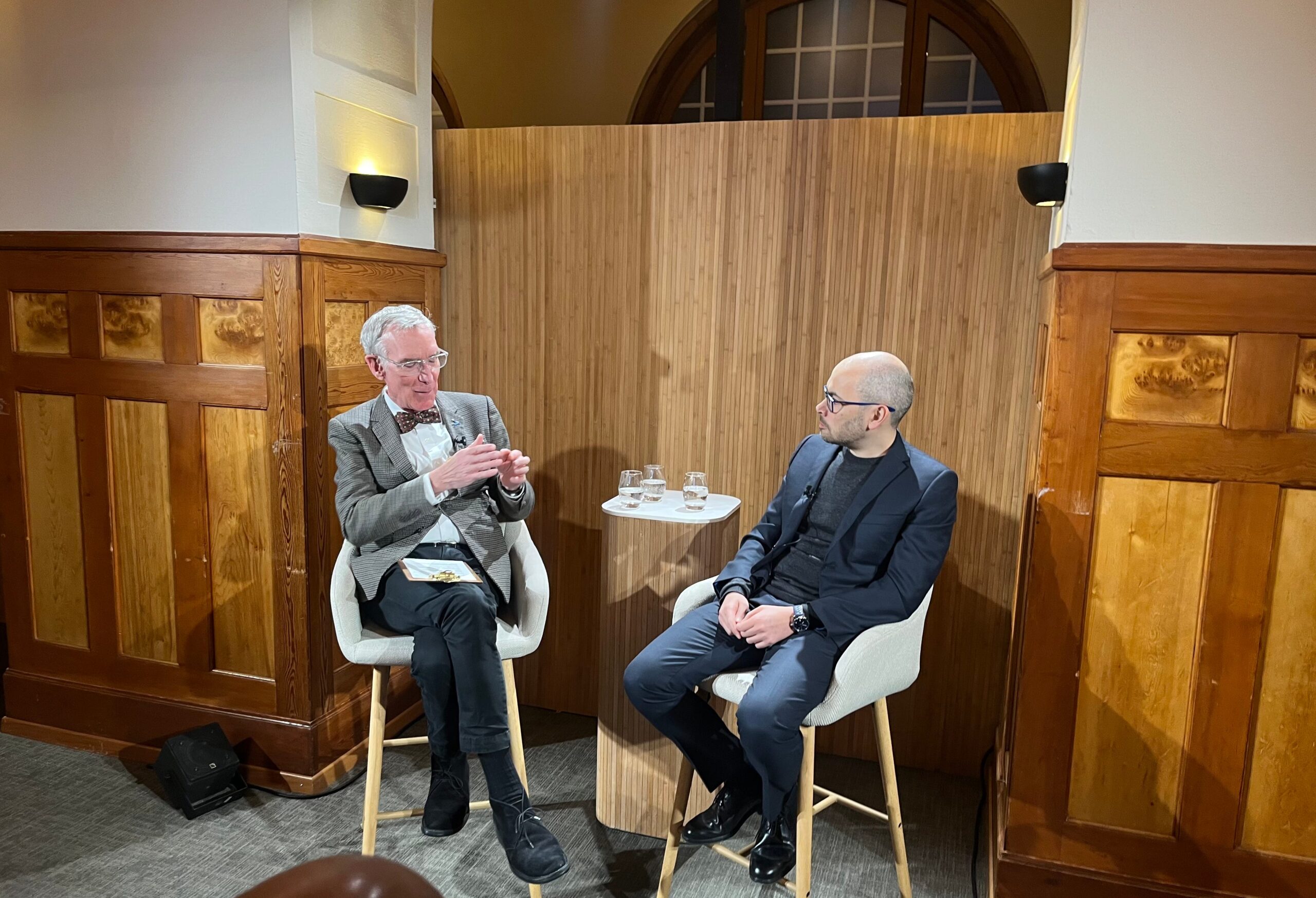 Sir Demis Hassabis and Bill Nye speak at Google Haus in Davos, Switzerland