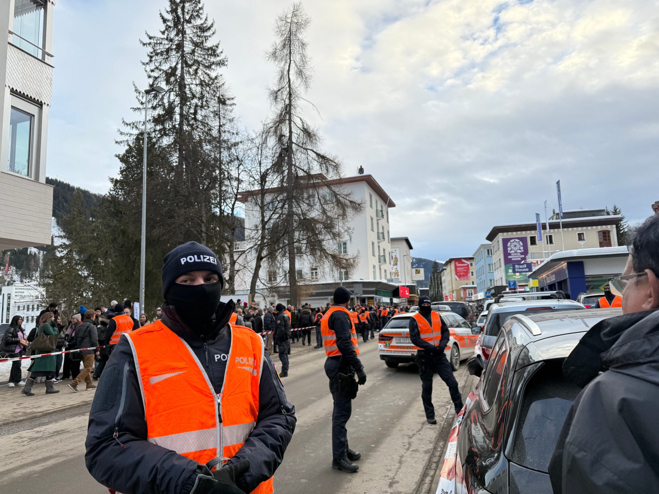 Police outside Davos