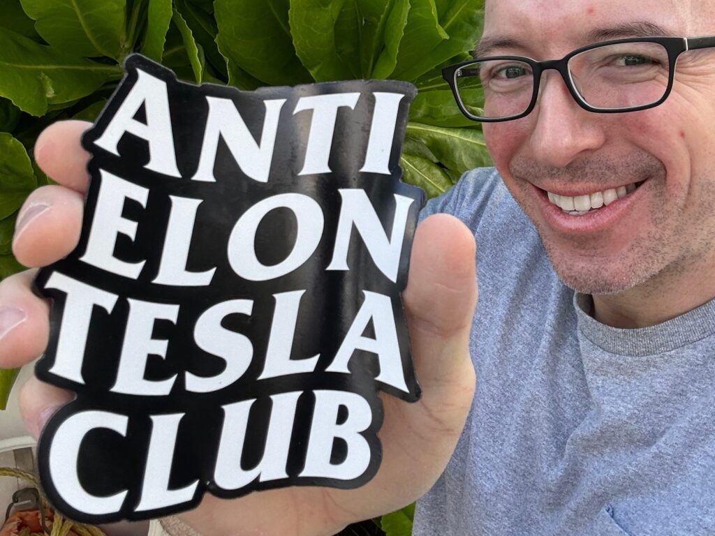 anti Elon Musk stickers Tesla