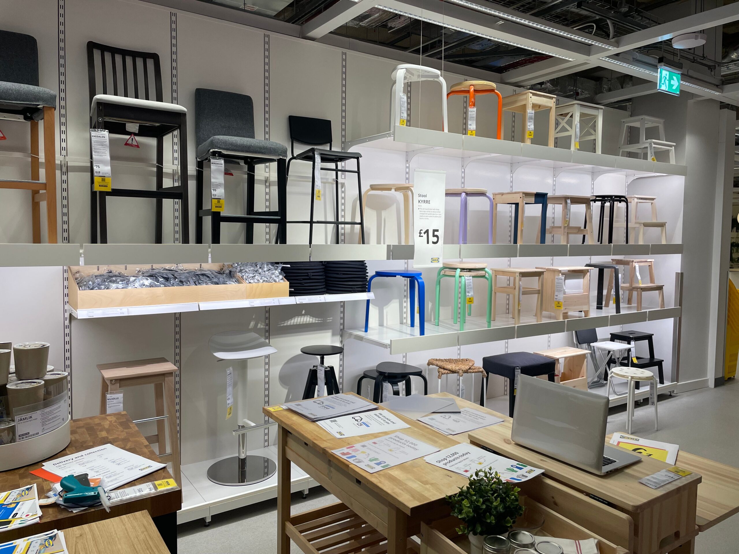 A display of chairs for sale in an IKEA store