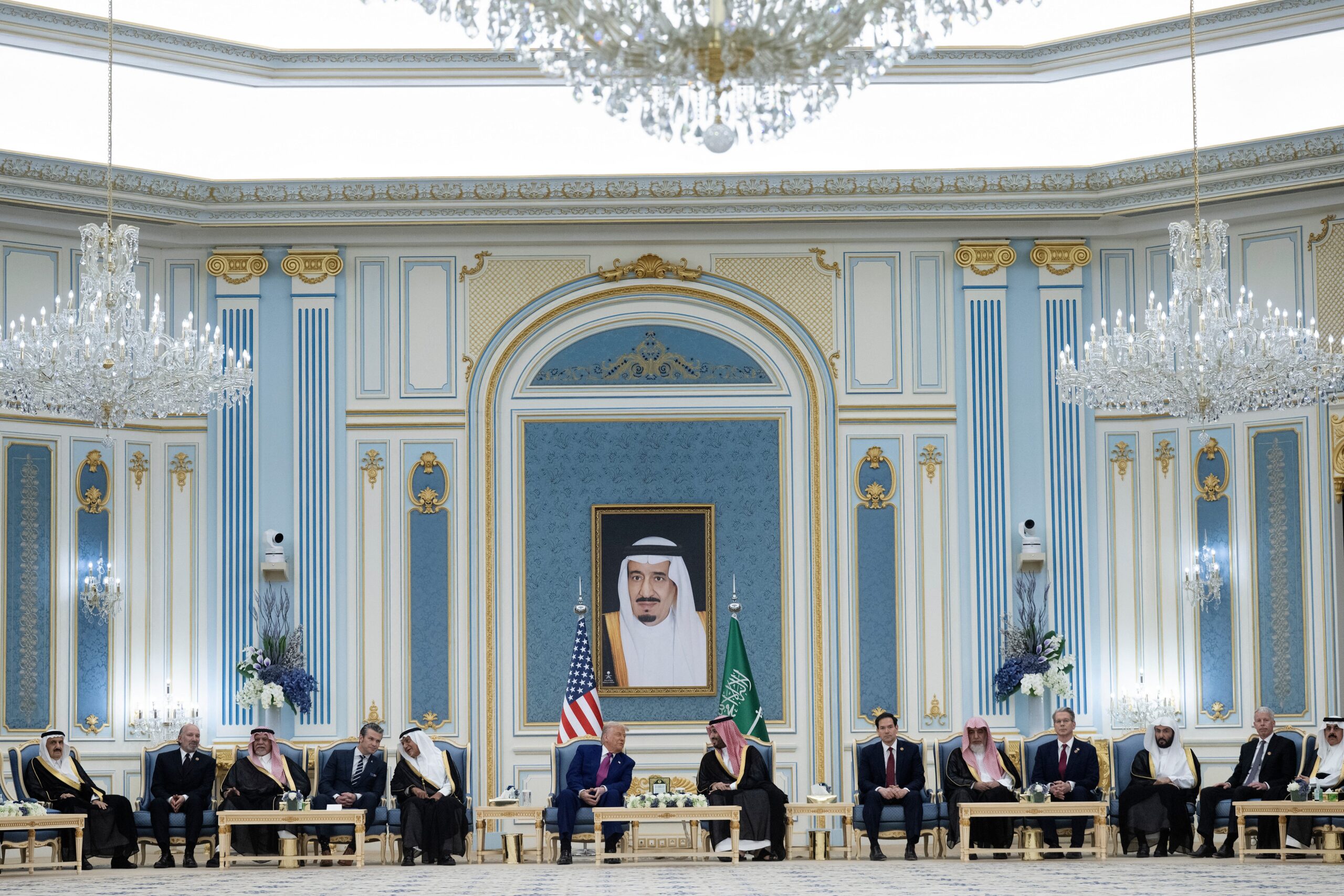 image of trump and crown prince chatting in lavish room