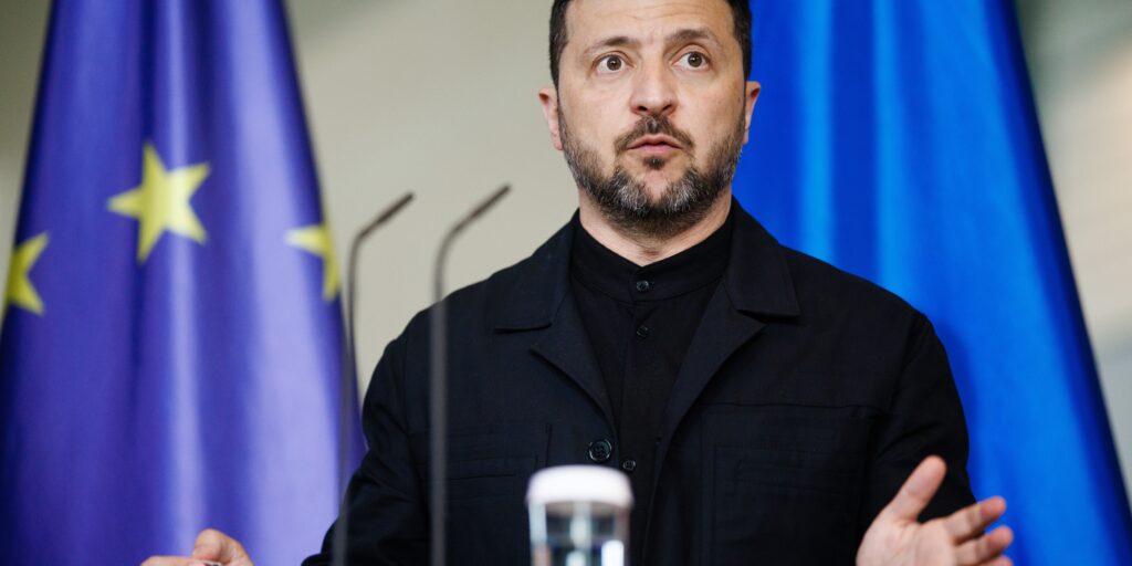 President Volodymyr Zelensky bij een bezoek aan Berlijn.