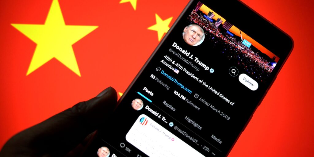 Trump's X-profiel en de vlag van China