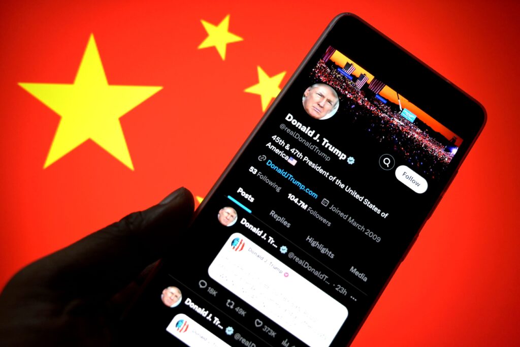 Trump's X-profiel en de vlag van China