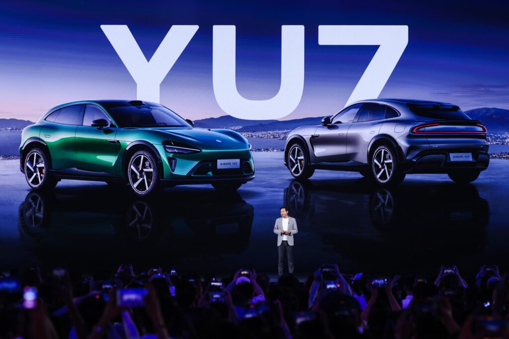 De elektrische Xiaomi YU7 in Beijing, China
